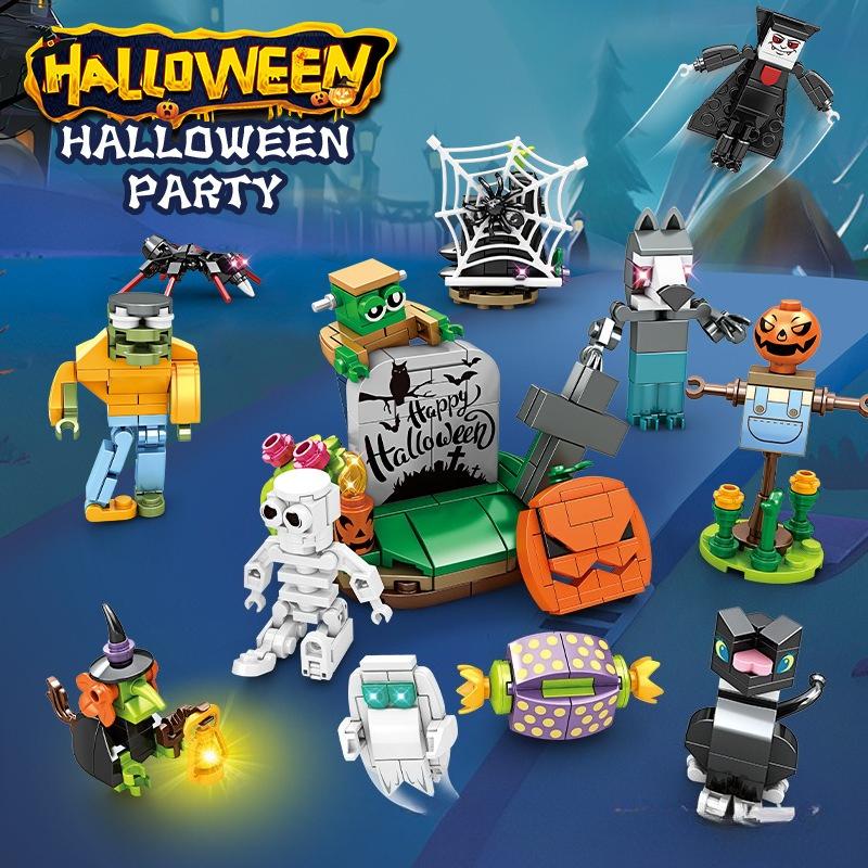 Halloween Gifts Small Particle Building Blocks, Pumpkin Houses Ghost Houses, Scene Building Blocks, Children's Intelligence Development, Assembly Toys