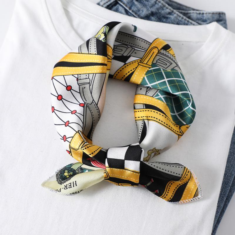 Small Silk Scarf Is Versatile, Small Square Scarf, Female Decorative Collar Scarf, Scarf, Headscarf, Hairband, Wrist Strap 50Cm