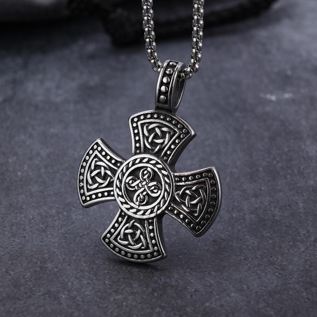 Celtic Cross Knot Stainless Steel Pendant Necklace