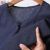 Men's Summer Cotton Linen Blend Round Neck T-Shirt