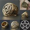 Ancient Ring Supernatural Pentacle Pentagram Five Point Star Amulet Talisman Stainless Steel Protect Health Jewelry Charming Accessories