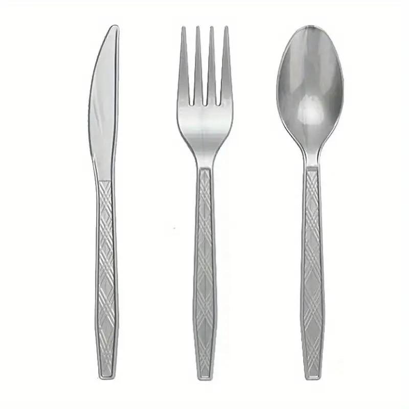 75 Sets of Reusable Multicolor Plastic Cutlery Knives, Forks and Spoons, Which Are Very Suitable for Dining Parties.