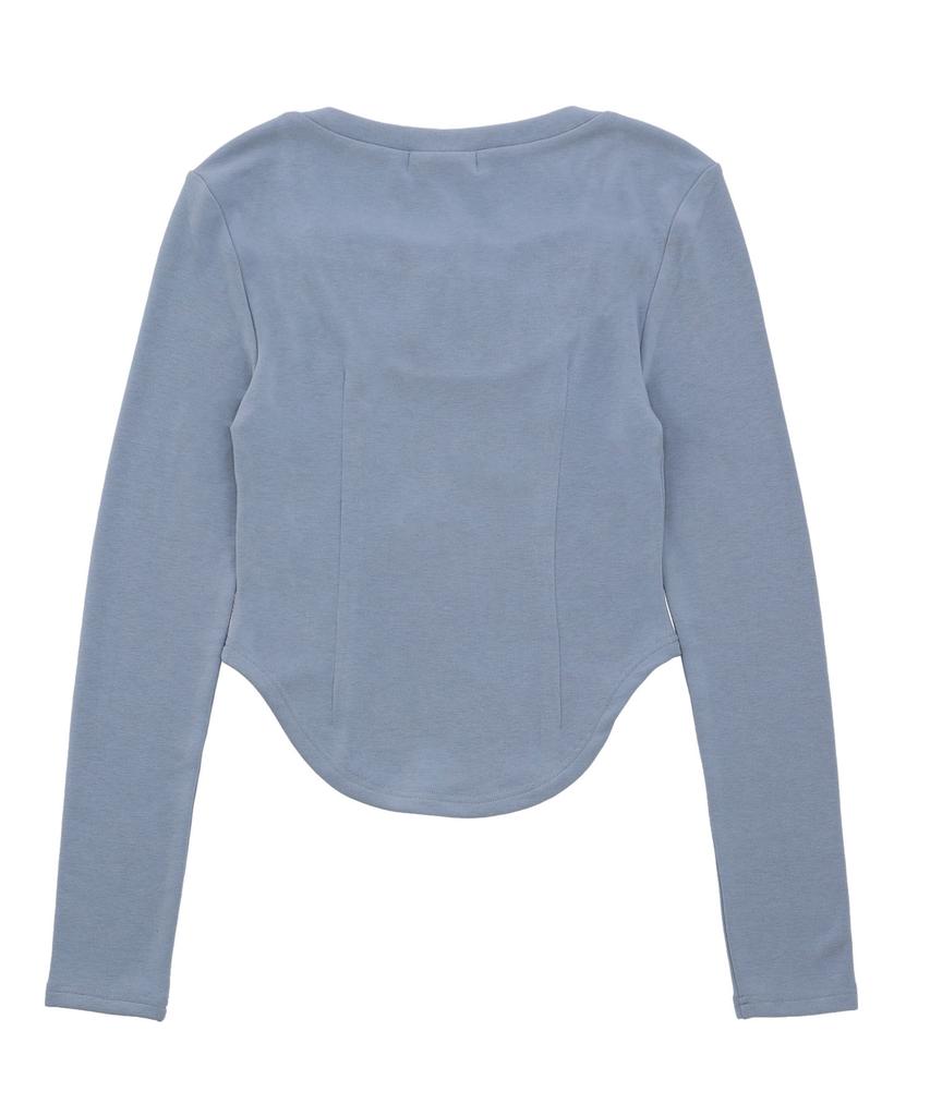 DELICCENT Victorian Shirred T-Shirt [Blue]