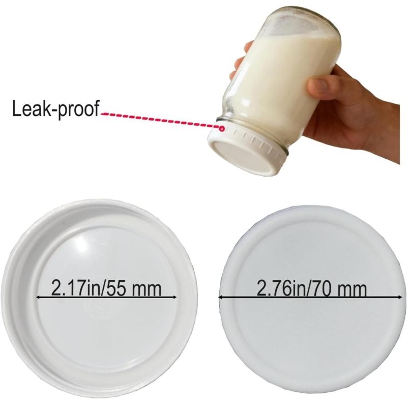 12Pcs Reusable 70mm/86mm Plastic Mason Jar Lids for Wide Mouth Jar Seal Bottle Cover Spout Lid Good Seal Kitchen Tool