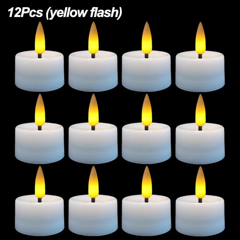 6/12pcs Flashing LED Candles Light Battery Powered Flickering Tea Light Flameless Fake Candles Birthday Wedding Party Decoration