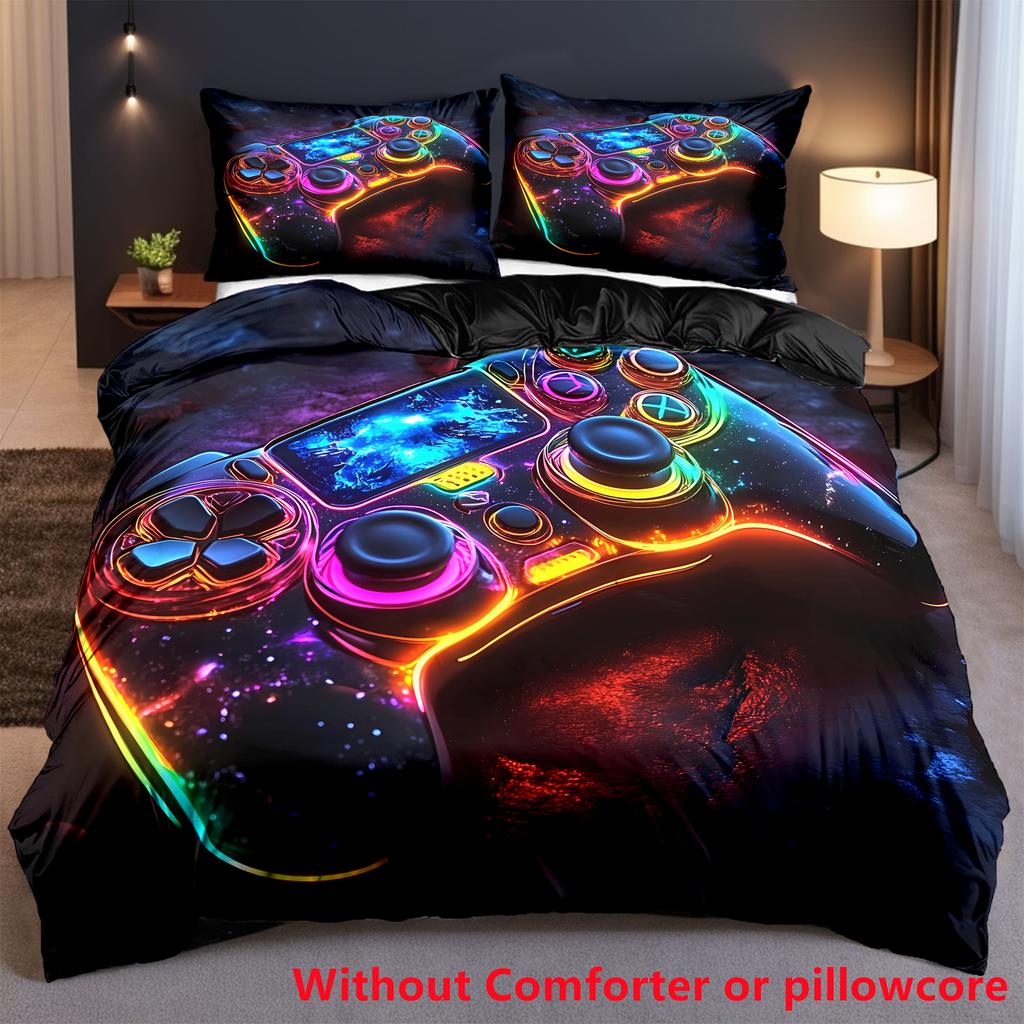 Colorful Gamepad 3D Print Quilt Cover Set Fashion Cool Fragment Game Console Bedding Set Polyester Soft Comfortable Duvet Cover
