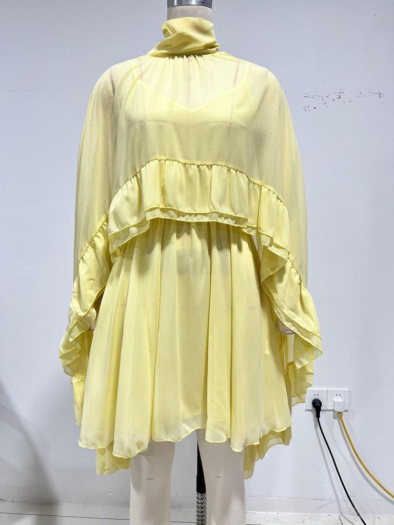 Elegant Spring/Summer Chiffon Dress & Camisole Two-Piece Set