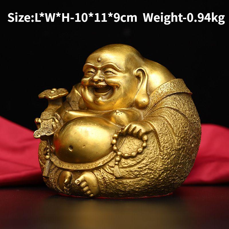 

Украшение Будды Майтрейи в китайском стиле из чистой меди с большим животом и улыбающейся статуей Будды для украшения дома и офиса