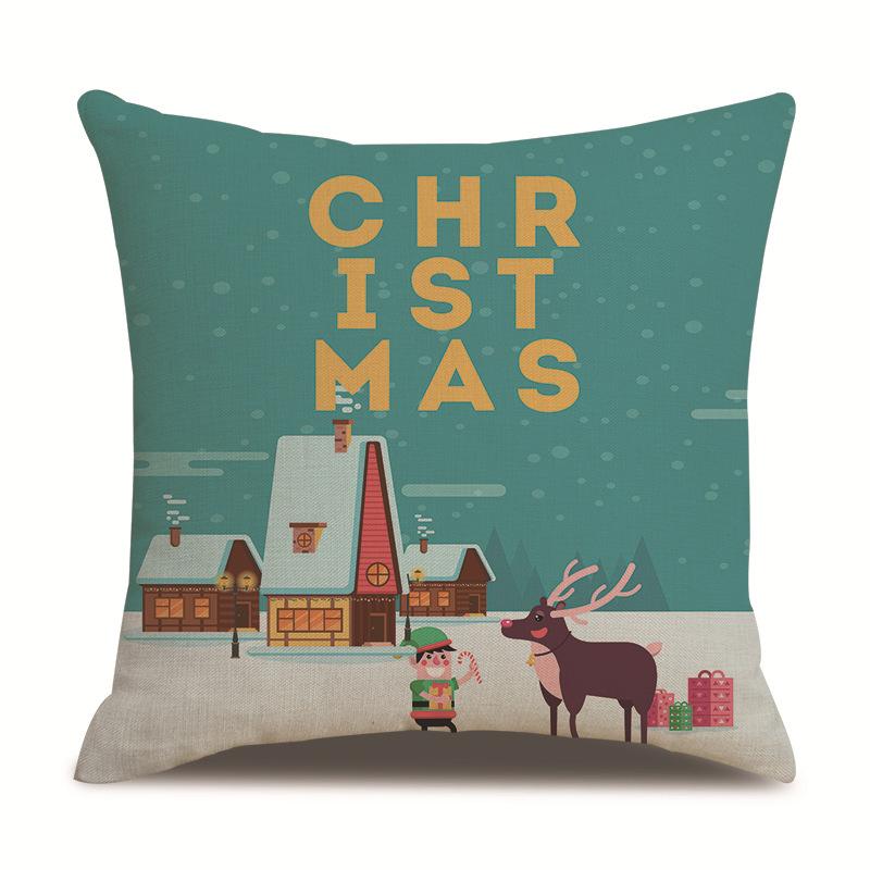 

Креативная Рождественская Односторонняя Наволочка Гостиная Лен Наволочка для Автомобильной Подушки Наволочка для Диванной Подушки Прикроватная Наволочка 45Cm without pillow core