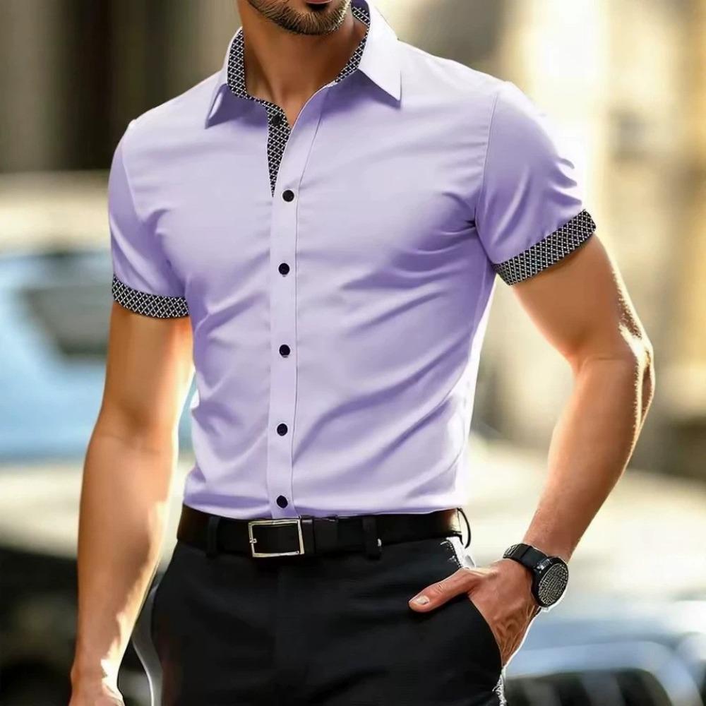 Camicia alla moda a maniche corte da uomo con pois a tinta unita Comoda stile hawaiano Casual Abbigliamento da uomo per l'estate