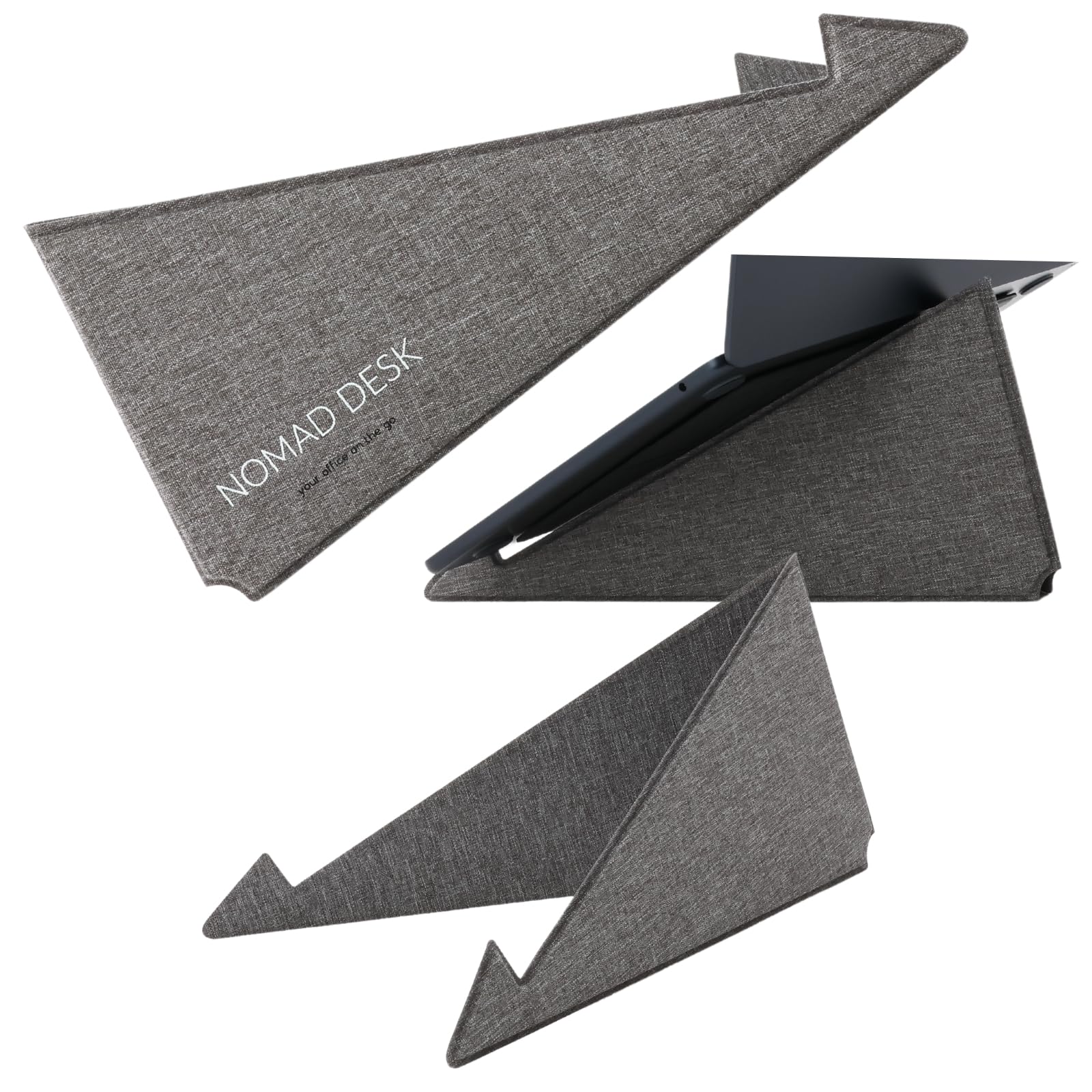 

NOMAD DESK Тонкая подставка для ноутбука Подставка для iPad Легкая 100 г Складная Совместима с дюймовыми планшетами Легко носить Для командировок Материал RPET Серый серый