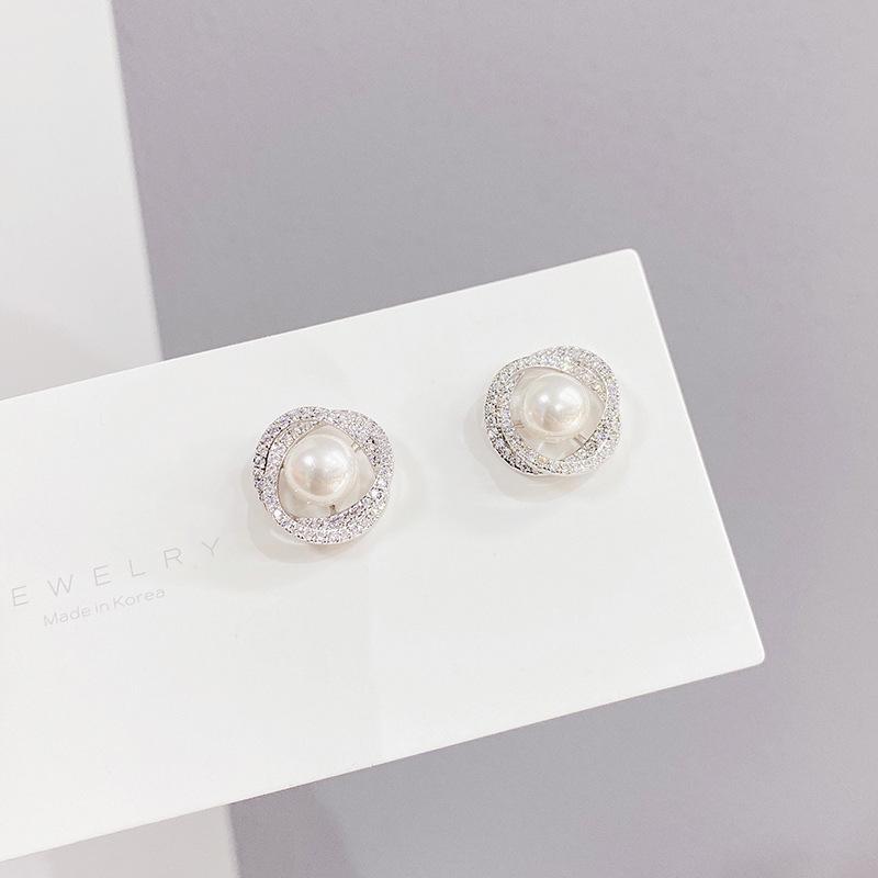 Elegant 2023 Spiral Pearl Earrings: High-End S925 Silver for Women.