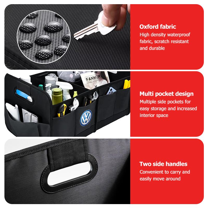 For Volkswagen VW Folding Car Trunk Organizer Box Storage Bag Tools Tidying Scirocco Jetta Beetle Golf 4 5 6 Passat Polo B5 zg6