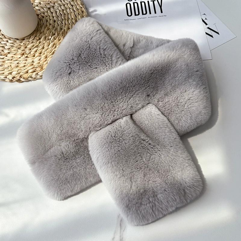 Winter Warmth Korean Version Versatile Thickened Whole Skin Otter Fur Scarf Women's Double-sided Rabbit Fur Scarf Real Fur Collar