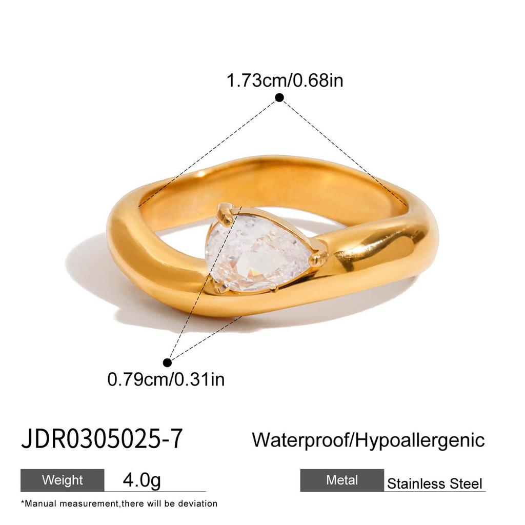 Zircon Ring, Titanium Steel Jewelry, Stainless Steel Small Sugar-shaped Zircon Ring