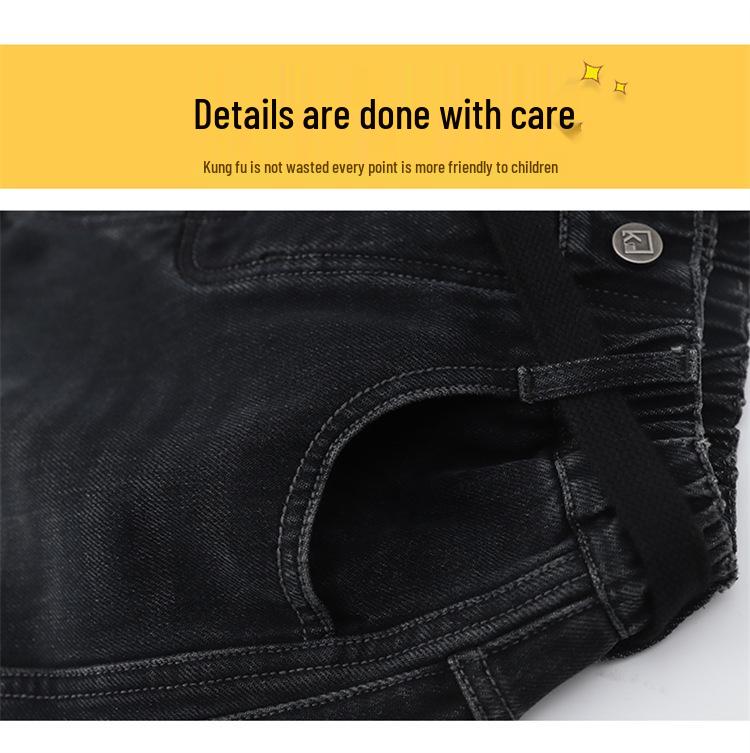 2025 Boys' Plush-Lined Denim Fleece Pants - Winter Wear for Teens and Kids