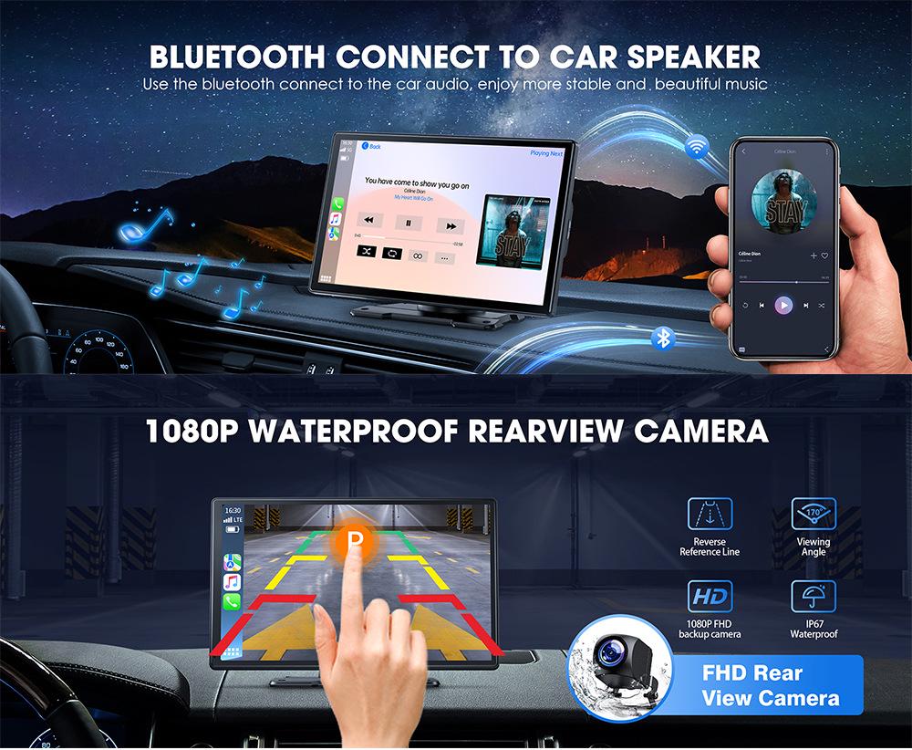 9" Wireless CarPlay Navigation Screen with Bluetooth & HD Reversing Camera