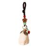 Weave Rope Wooden Carved Cat Keychain Beads Car Keyring Creative Wood Kitty Dolls Pendant  Students