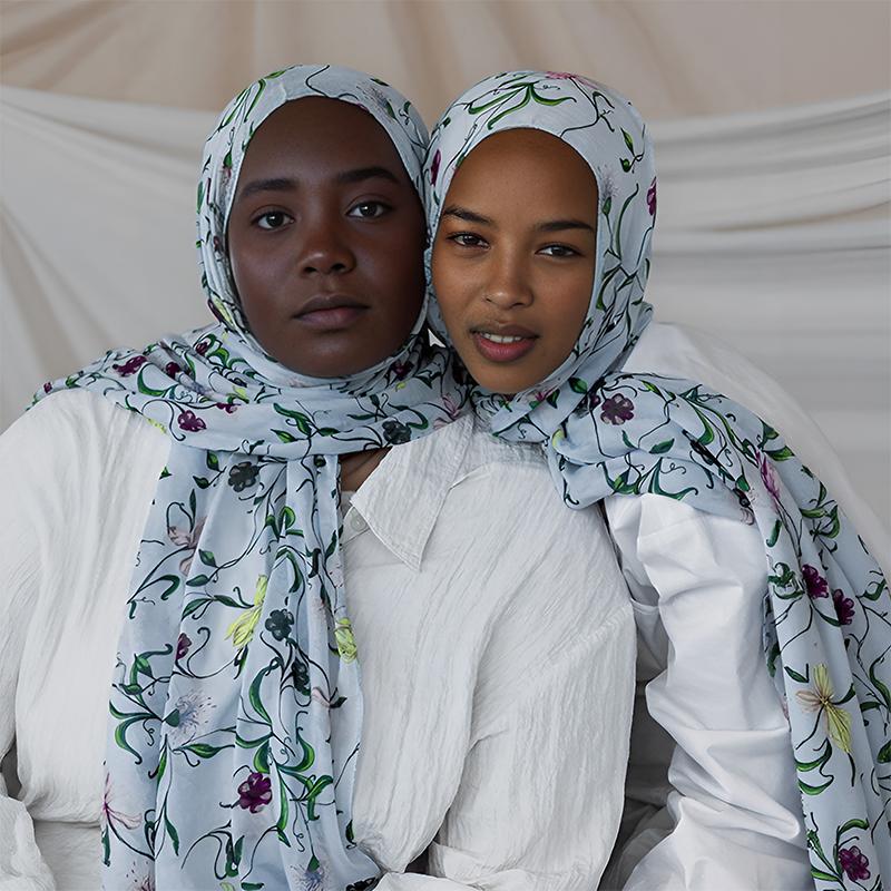 1Pcs Ramadan Flower Watercolor Hijab Women Bohemian Soft Muslim Hijabs Floral Breathable Shawl Wrap Scarf Headscarf Warm