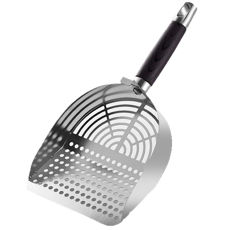 Stainless Steel Cat Litter Scoop with Fine Mesh, Large Portable Poop Scooper, Non-Slip Handle