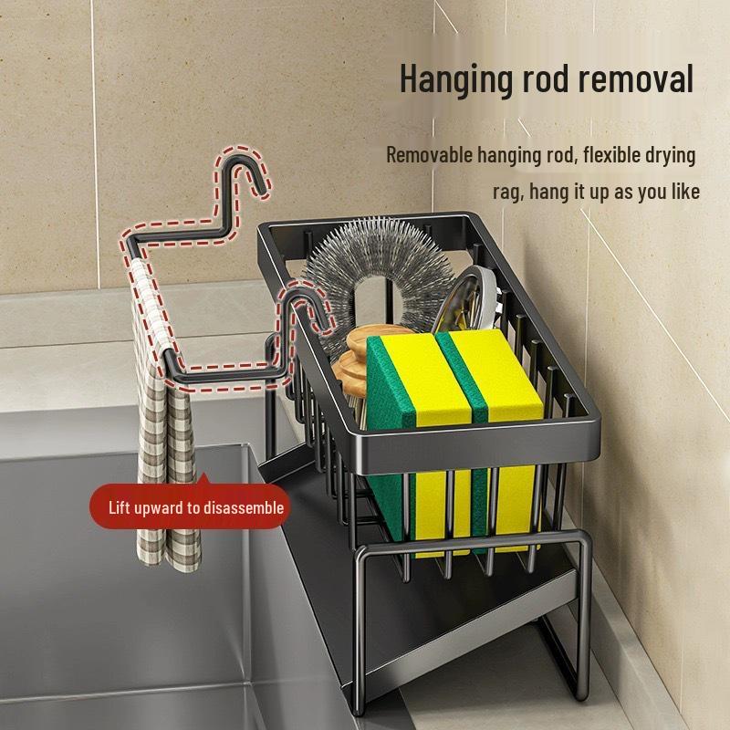 No-Drill Kitchen Sink Organizer: Dishcloth, Sponge & Scouring Pad Holder