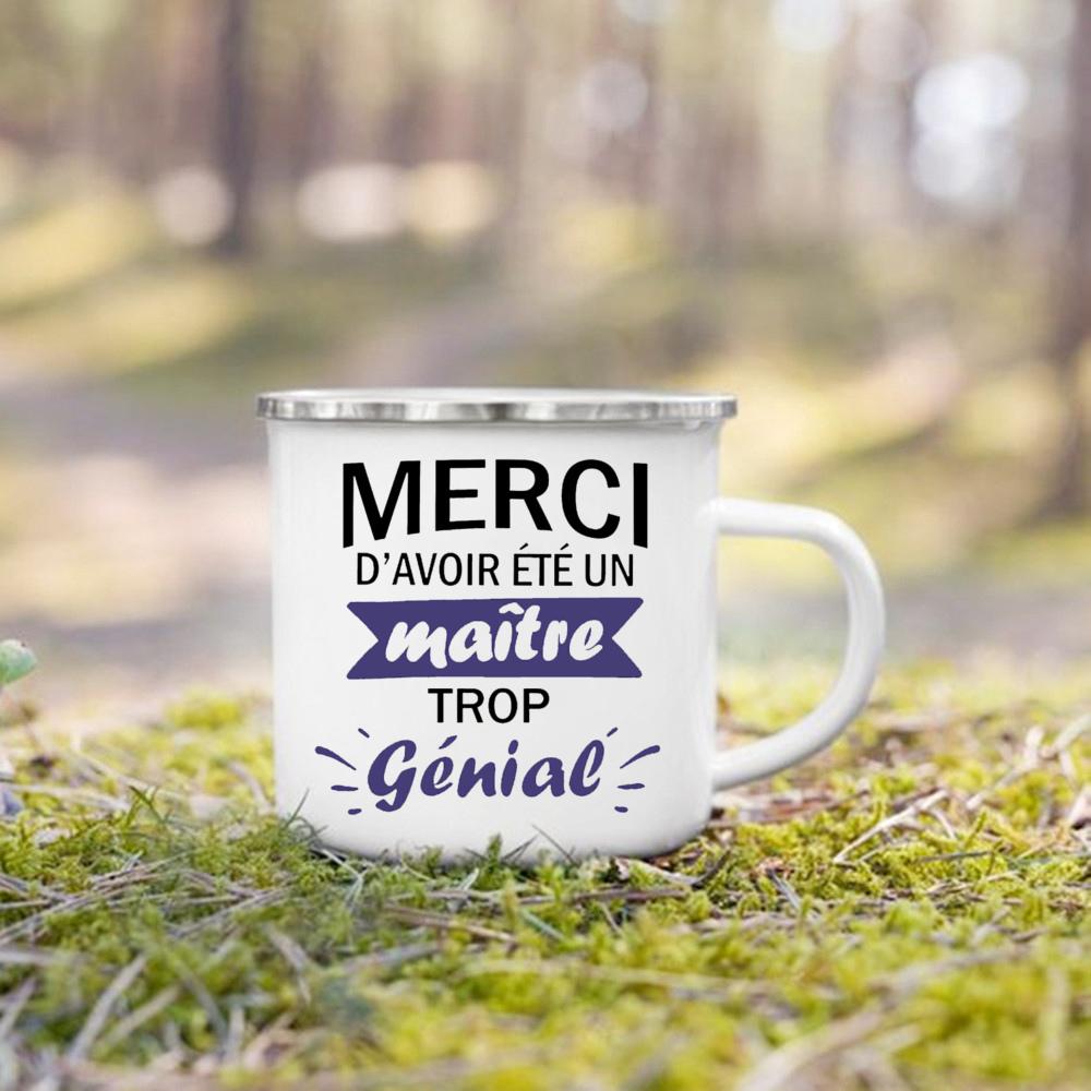 Merci Maitre French Print Mug Creative Coffee Cups Drinks Enamel Cup Vintage Handle Drinkware Thanks Graduate Gifts for Teacher