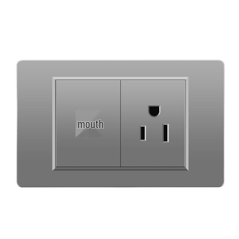 118 Type Switch Six-Hole Gray Wall Socket with Type-C 20W, Thai Style & PC Panel, Taiwan Socket