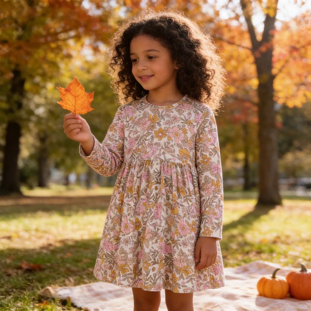 Girl Autumn Princess Dress With Cotton Fabric For Casual Wear