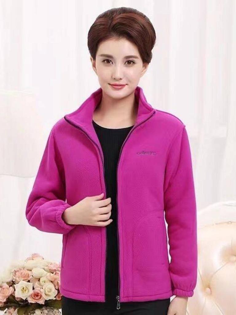 Doppelseitiger Fleece-Mantel für Damen - Sweatshirt mit Fleece-Futter für Mütter und Senioren (Frühling, Herbst, Winter).