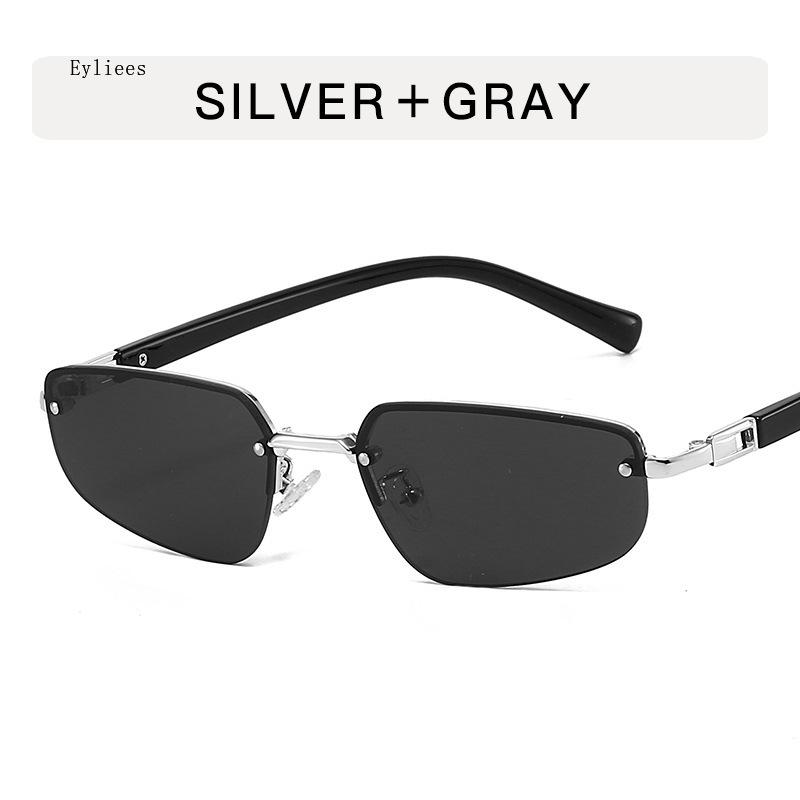 Vintage Allopy Square Y2K Sunglasses for Women New Fashion  Silver Gradient Hip Hop Sun Glasses Ladies Sexy Shades Driving