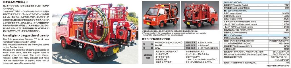 Aoshima Bunka Kyozaisha The Model Car Series Subaru TT2 Sambar Fire Engine Subaru Oizumi Factory Package 2008 Plastic Model 1/24 No.50