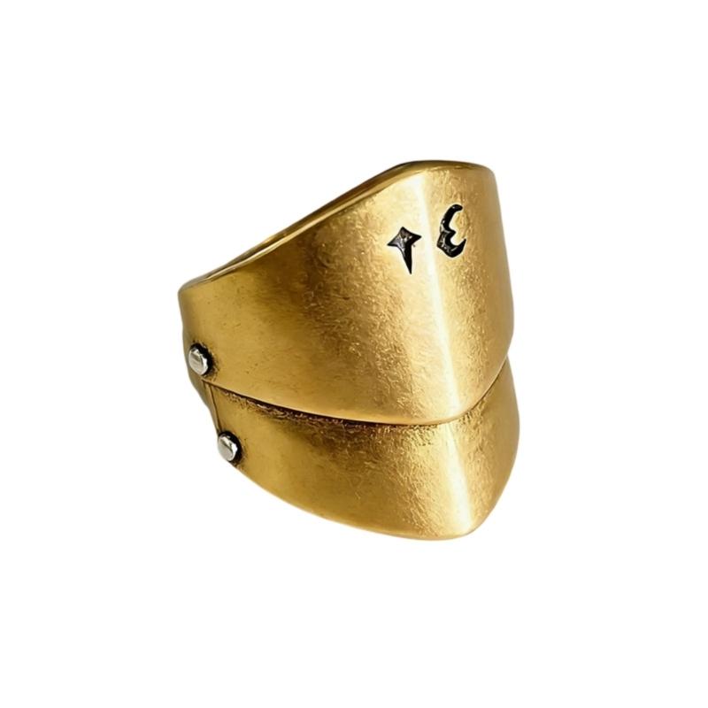Unique Copper Loricae Ring With Star Moon Motifs Adjustable Size Handmade Copper Finger Ring For Daily Wear And Parties