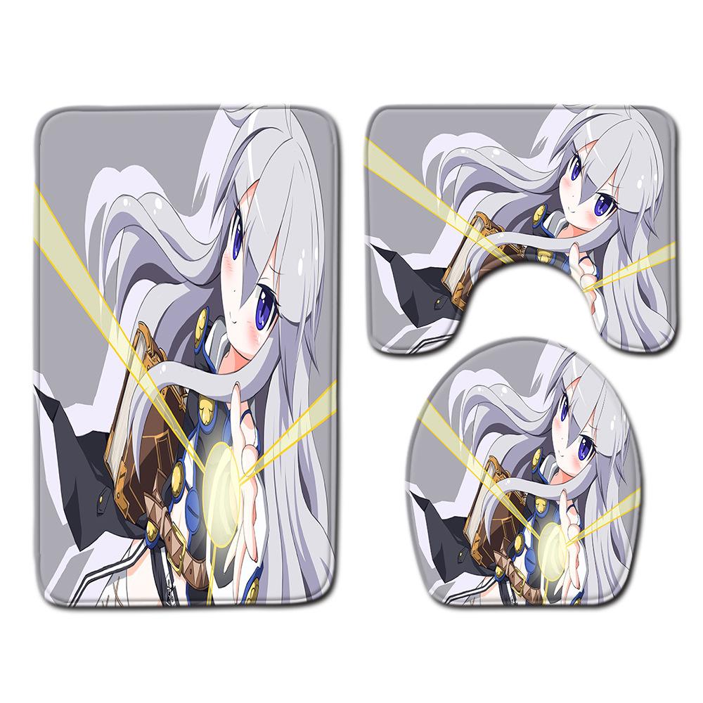 Animation Bathroom Floor Mat Three-Piece Bathroom Carpet Toilet Mat Set Door Mat Bathroom Non-Slip Mat