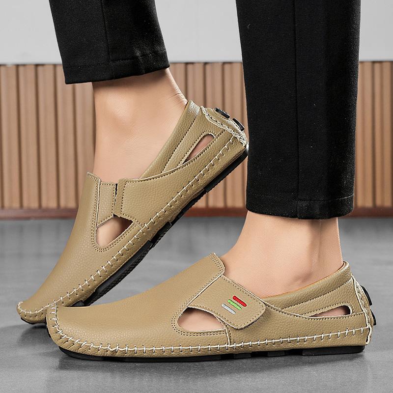 Men's Hollowed Out Leather Loafers Hand Sewn Driving Shoes Summer Casual Shoes Cal Ç Ado De Luxo 2025 Frete Gr Á Tis Facon Shoes