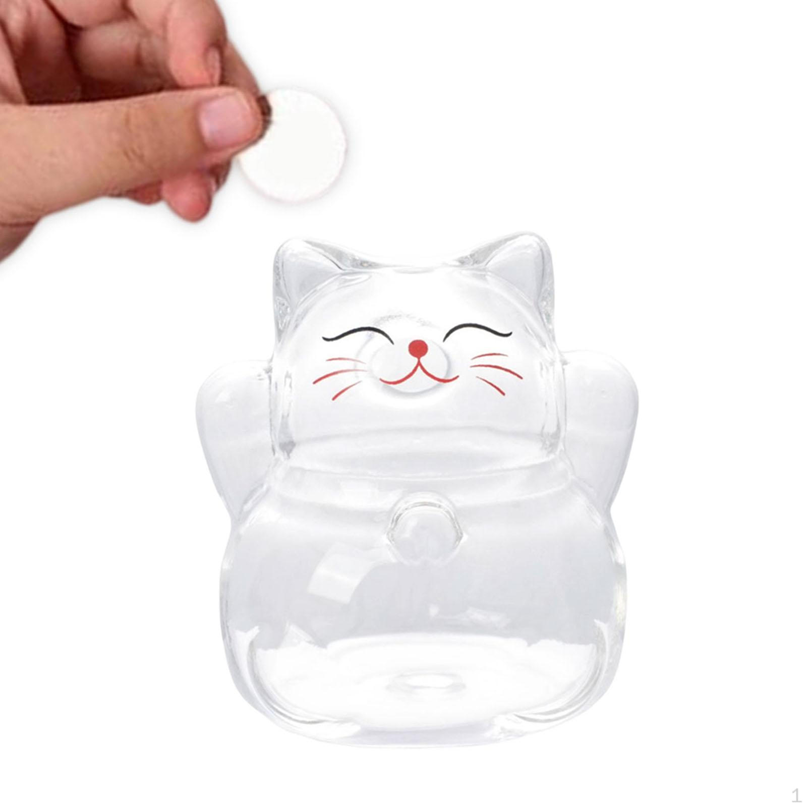 Glass Piggy Bank Jar Money Animal Shaped Decorative Saving Cat for