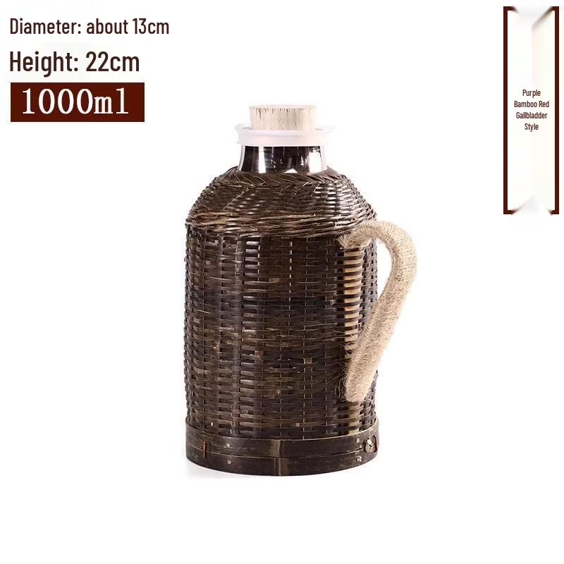JingJingRS Retro Bamboo Woven Thermos