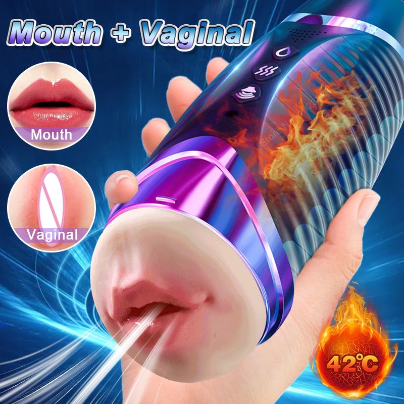 Автоматический мастурбатор для мужчин, мягкий рот, минет, присоска, вагинальный согревающий мужской мастурбатор, инструменты для взрослых, 18 секс-игрушек