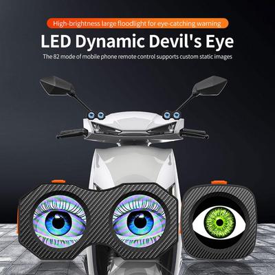 Motorcycle Bicycle Rearview Mirror Decorative Lights Light Eye Kit Dynamic 3D Retrofit LED Accessory GIF Devil Rechargeable L2O2