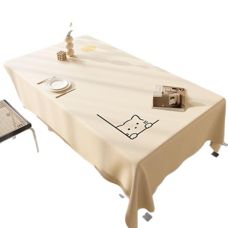 Tablecloth Light Luxury High-End Dining Table Cloth Waterproof, Oil-Proof And Anti-Scalding Leave-In Rectangular Coffee Table Tablecloth