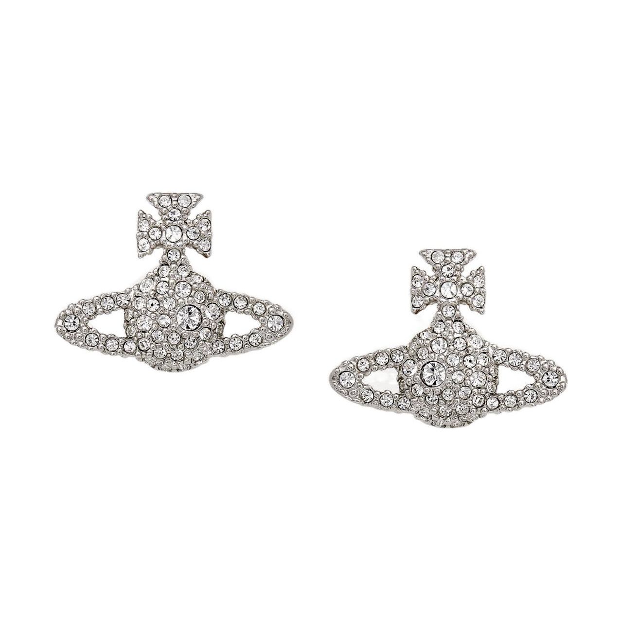 Vivienne Westwood Grace Bas Relief Stud Earrings Women earrings Brass Silver 62010124W110W110 Box