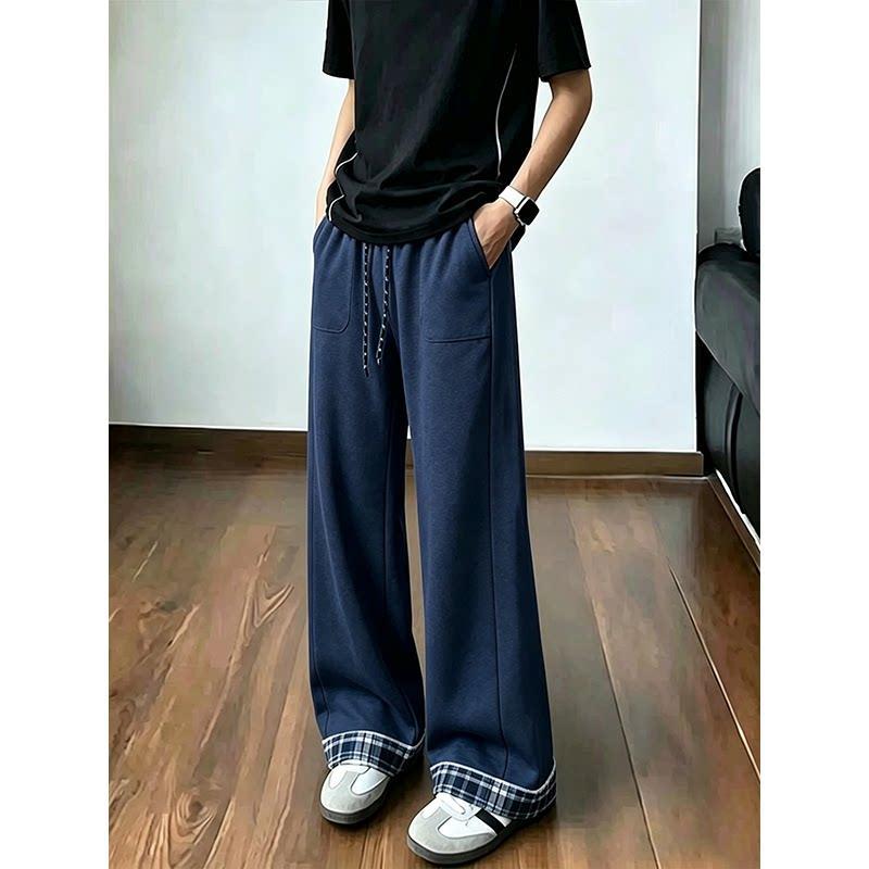 The pants are convenient for invisible zippers. Adults have double heads and no-take-off physiological pants. Straight-leg pants for men wear black a