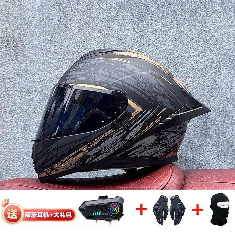 Full Face Motorcycle Helmet With External Bluetooth Module Men Women Large Rear Wing Sport Style DOT Approved