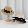 Flat Top Straw Hat Summer Seaside Beach Travel Sunshade Hat Women's Big Brim Sun Hat