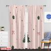 Set Of 2 Plane Printing Curtain Fabric Christmas Tree Baubles Bows Stars Versatile Without Rod Festive Perfect Made Polyester