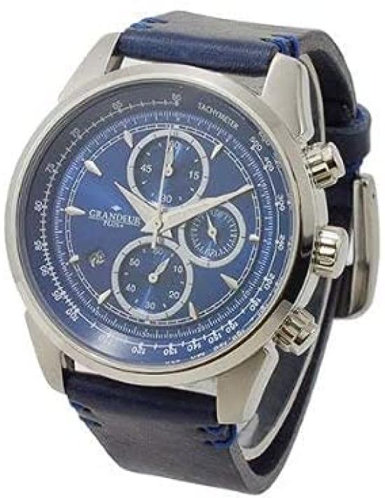 

in Japan for peace of chronograph wristwatch with the finest Italian leather strap Blue dial Made mind [GRANDEUR PLUS] Men s GRP-001-w1 GRP-001-w2 синий