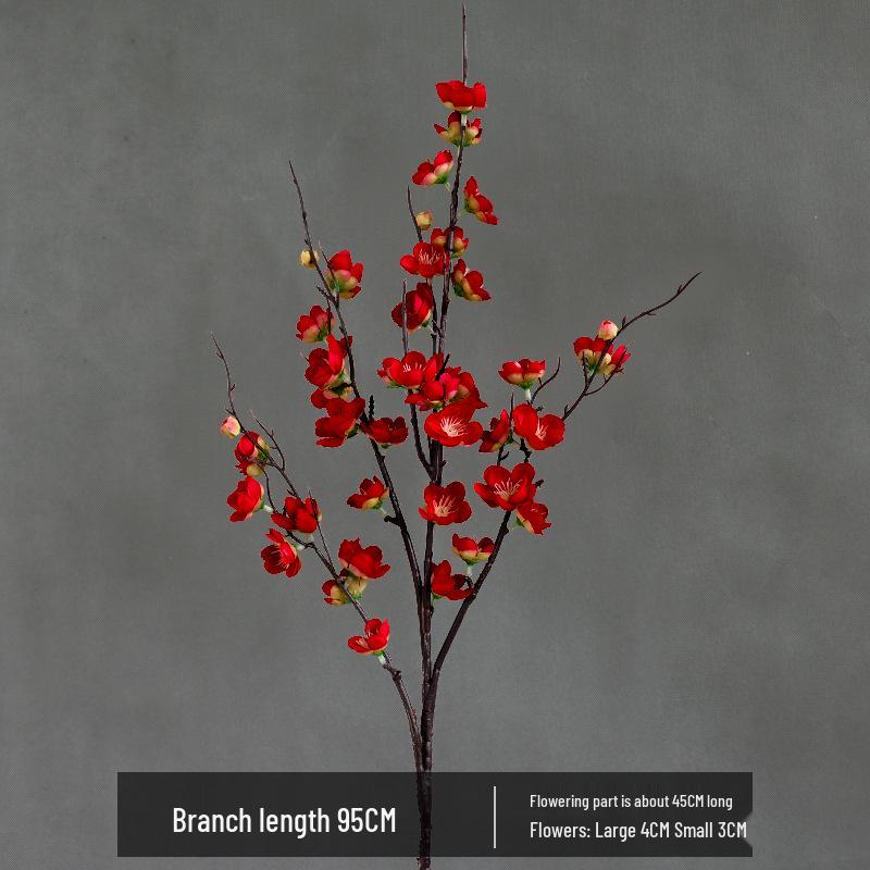 Artificial Plum Blossom Branch Decor - Winter Peach & Dried Flower Bouquet for Living Room, Chinese Home Decoration