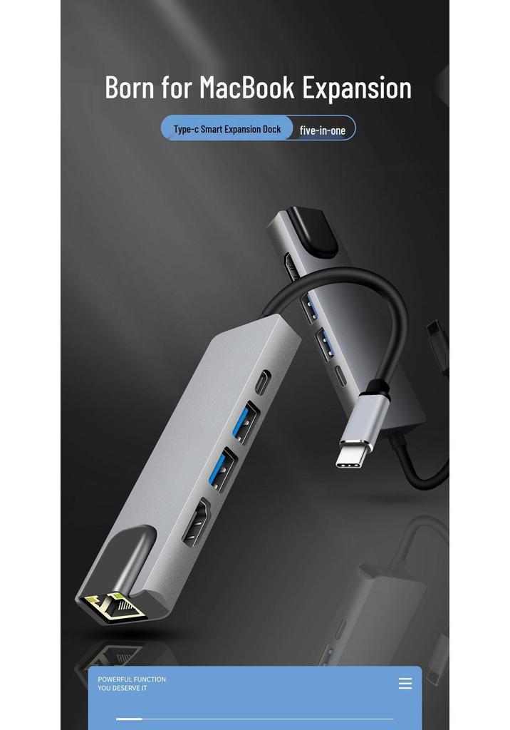 Type-C Multi-Port Hub: USB Splitter with HDMI, Ethernet, and Eight-in-One Docking Station.