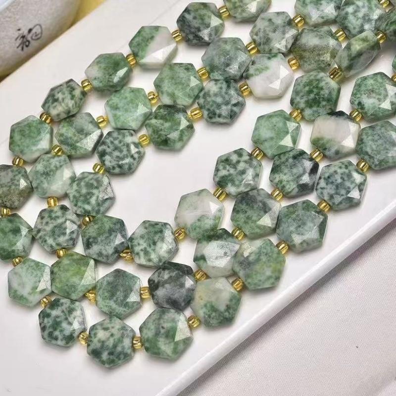 DIY Bestselling Loose Beads - 13mm Natural Green Spot Faceted Hexagram Fashion Accessories & Jewelry 13mm/ 0.5118in зелёный