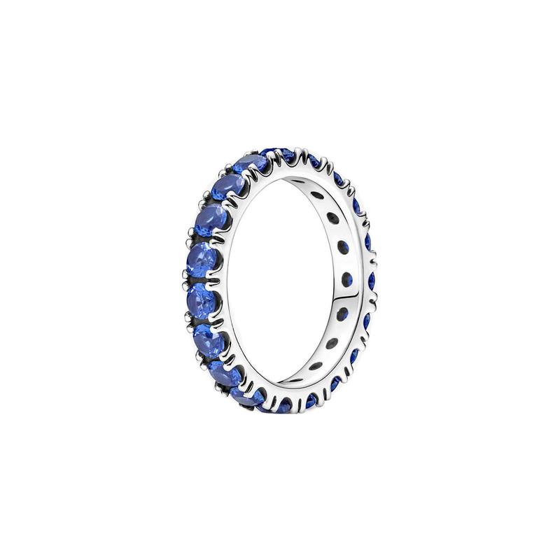 Pandora Sparkling rows of gemstones, timeless and simple design, light luxury, 925 silver ring, women s blue 190050C02