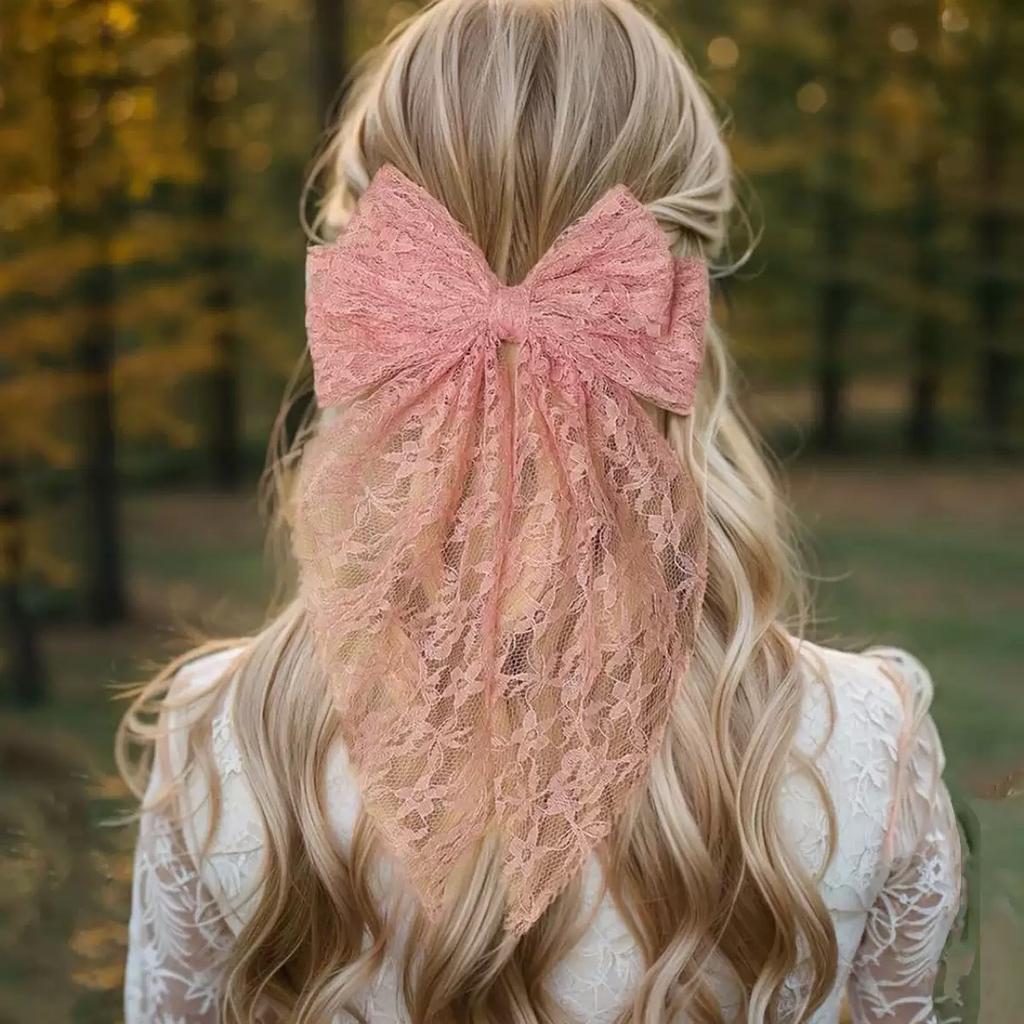 Elegant Lace Bow Hairpins - Black, Pink, - Elegant Hair Clips with Bow Tie Design, for Weddings, Parties, Everyday - Valentine'S Day Gift for Her